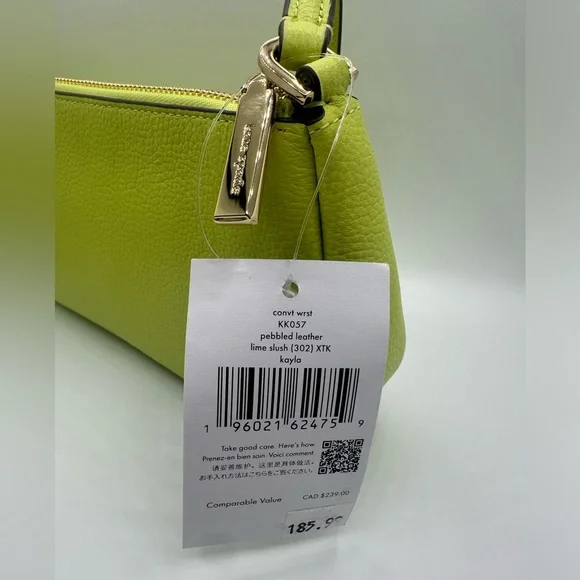 kate spade Lime Green Leather Shoulder Bag with Gold Spade Logo - Picture 4 of 8